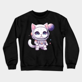 Kawaii Astronaut Cat in Space Crewneck Sweatshirt